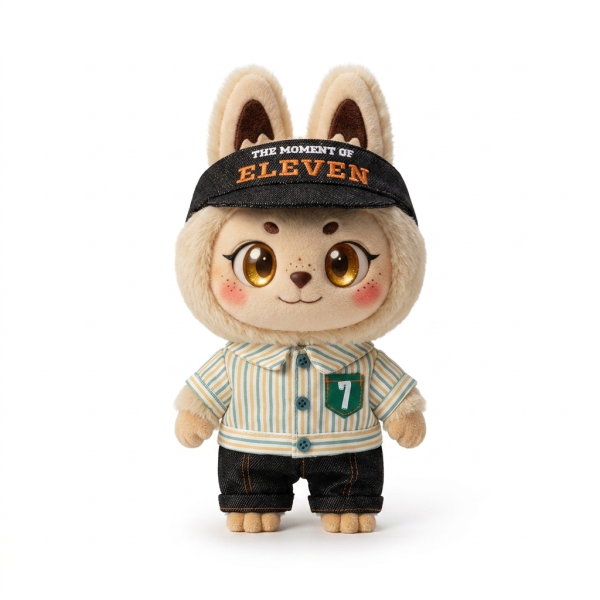 Striped Baseball Shirt Set Fits Labubu 17cm Plush