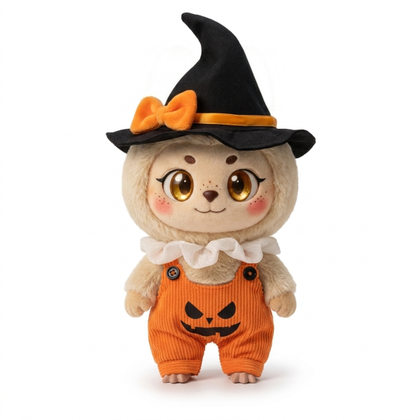 Pumpkin Witch Overall Set Fits Labubu 17cm Plush