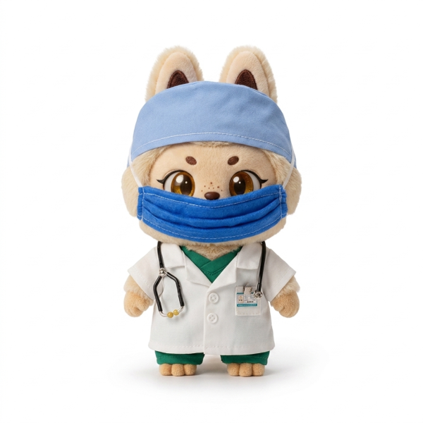 Doctor Coat Scrub Set Fits Labubu 17cm Plush
