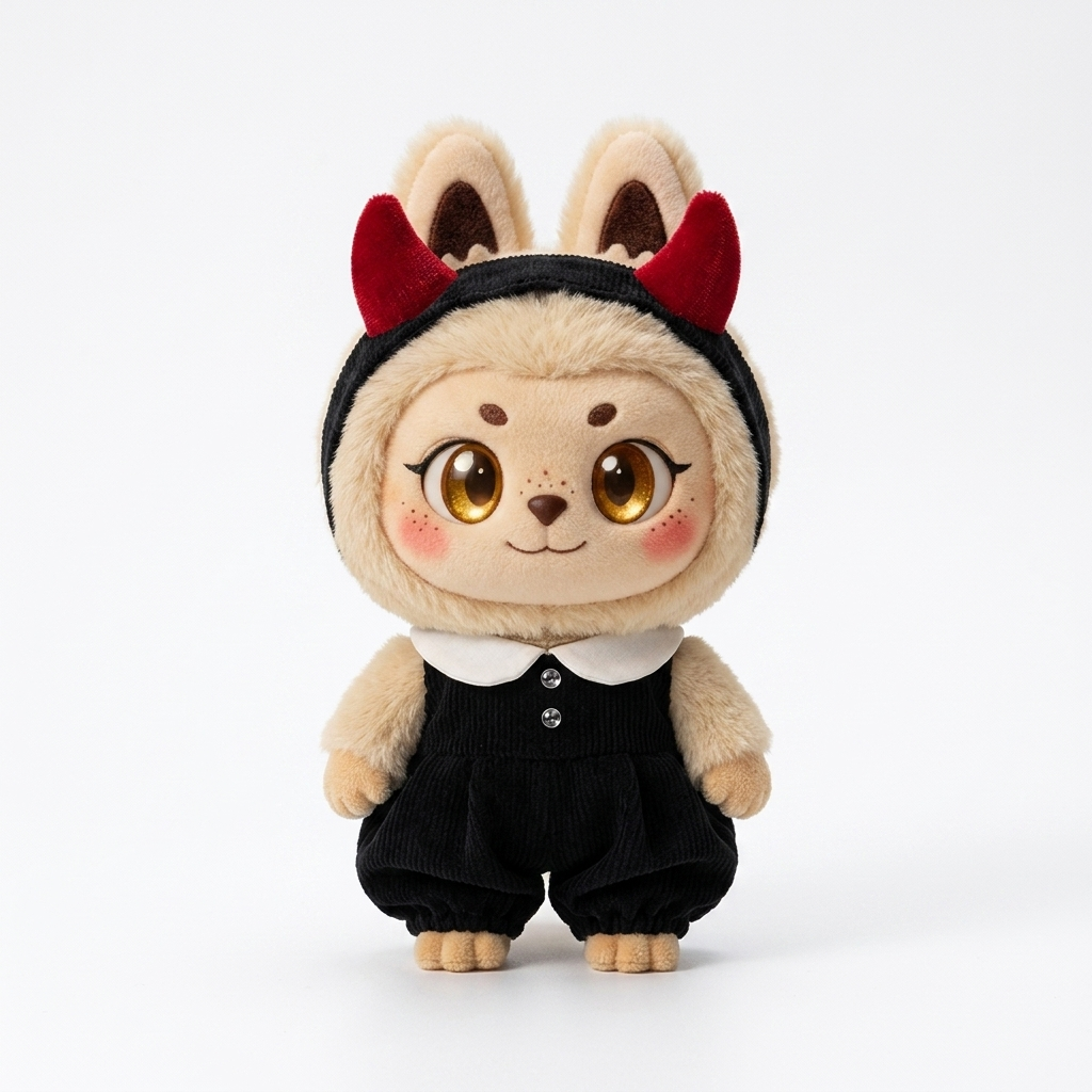 Black Devil Horn Dress Fits Labubu 17cm Plush