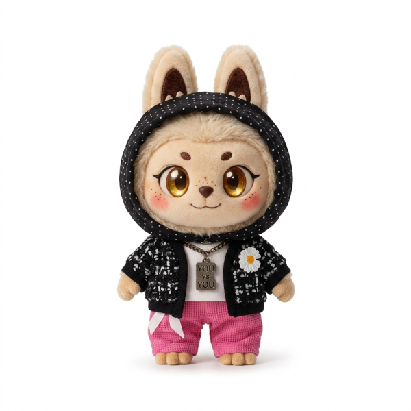 Black Tweed Jacket Set Fits Labubu 17cm Plush