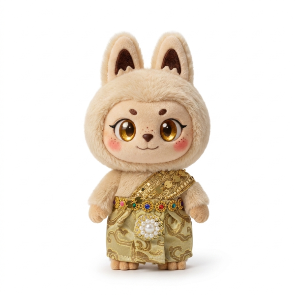 Golden Brocade Festival Dress Fits Labubu 17cm Plush