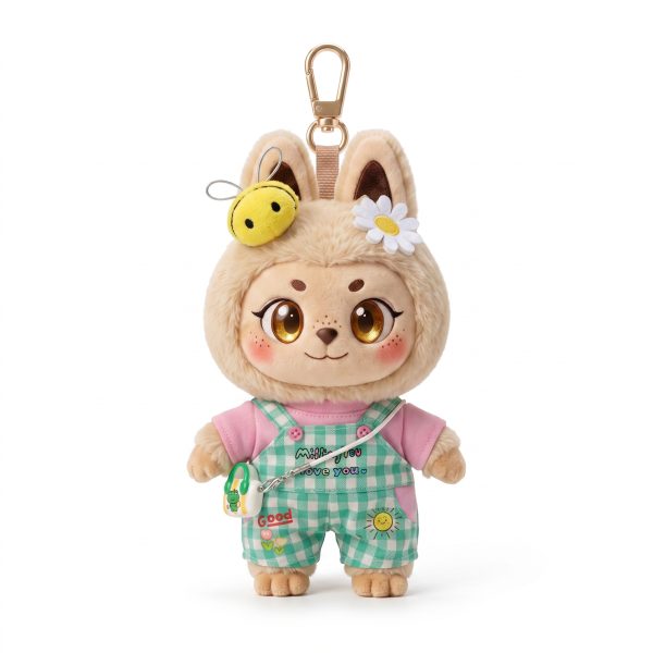 Green Gingham Overall Set Fits Labubu 17cm Plush