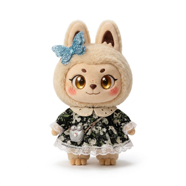 Midnight Floral Lace Dress Fits Labubu 17cm Plush