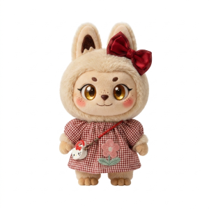 Red Gingham Apron Dress Fits Labubu 17cm Plush
