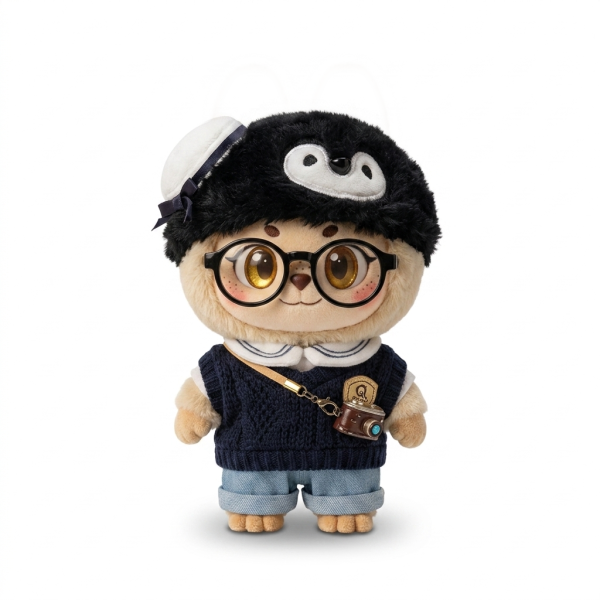 Navy Knit Sweater Jeans Fits Labubu 17cm Plush