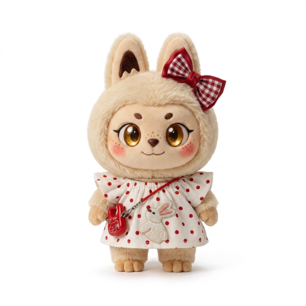 Red Dot Picnic Dress Fits Labubu 17cm Plush