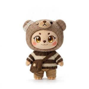 Bear Hood Stripe Knit Set Fits Labubu 17cm Plush