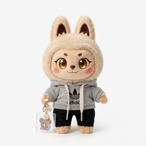 Grey Sport Hoodie Shorts Fits Labubu 17cm Plush