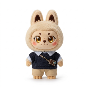 Navy Vest Check Shirt Fits Labubu 17cm Plush