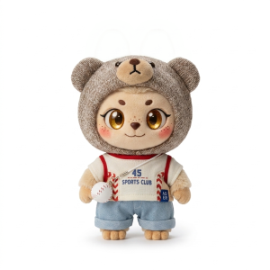 Bear Hood Baseball Tee Set Fits Labubu 17cm Plush