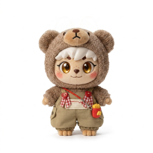 Bear Hood Gingham Set Fits Labubu 17cm Plush