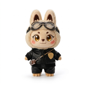 Black Aviator Jacket Set Fits Labubu 17cm Plush