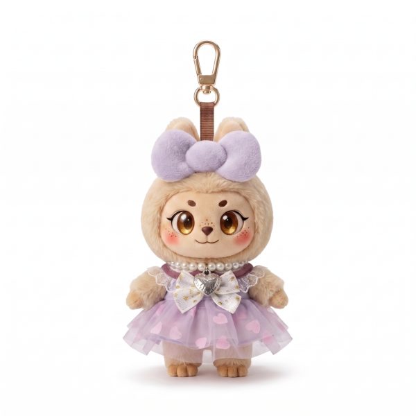 Lilac Tulle Bow Dress Fits Labubu 15cm Keychain Toy