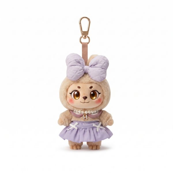 Lilac Ruffle Pearl Skirt Fits Labubu 15cm Keychain Toy