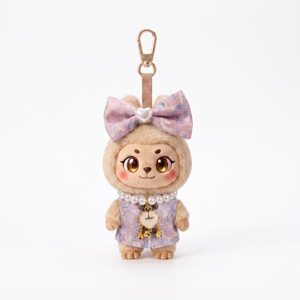 Purple Lace Ribbon Set Fits Labubu 15cm Keychain Toy