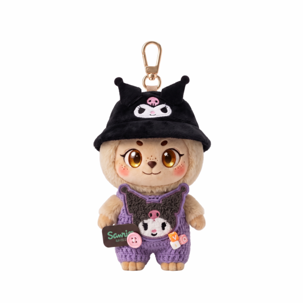 Purple Knit Overall Set Fits Labubu 15cm Keychain Toy