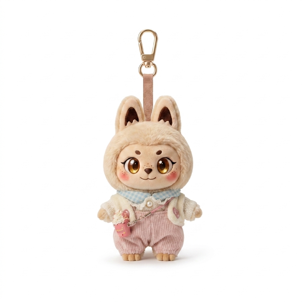 Corduroy Overall Charm Set Fits Labubu 15cm Keychain Toy