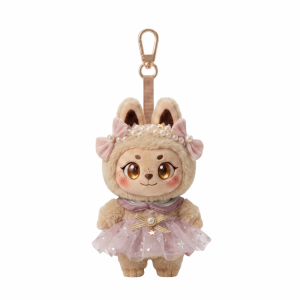 Mauve Tulle Bonnet Dress Fits Labubu 15cm Keychain Toy
