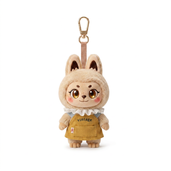 Mustard Vintage Apron Set Fits Labubu 15cm Keychain Toy