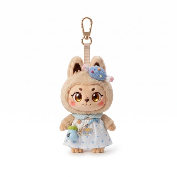Blue Bloom Sundress Fits Labubu 15cm Keychain Toy