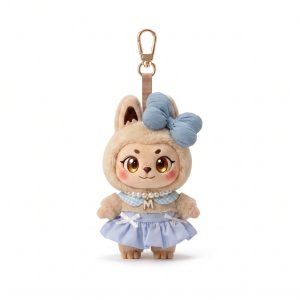 Blue Stripe Bow Skirt Fits Labubu 15cm Keychain Toy