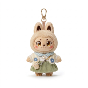 Sage Knit Floral Set Fits Labubu 15cm Keychain Toy