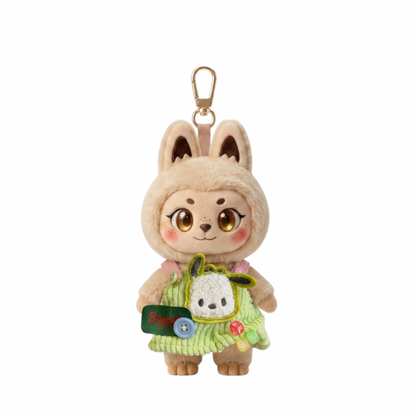Green Knit Panda Set Fits Labubu 15cm Keychain Toy