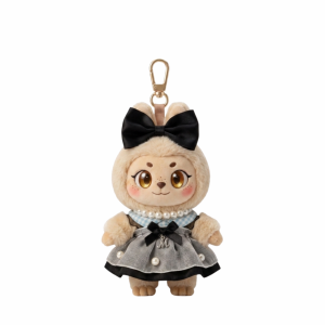 Black Bow Pearl Dress Fits Labubu 15cm Keychain Toy