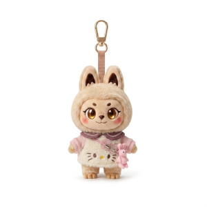 Pink Kitten Knit Top Fits Labubu 15cm Keychain Toy