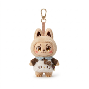 Cream Knit Pouch Set Fits Labubu 15cm Keychain Toy