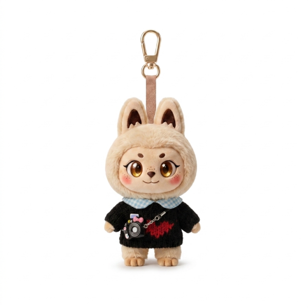 Black Knit Camera Set Fits Labubu 15cm Keychain Toy