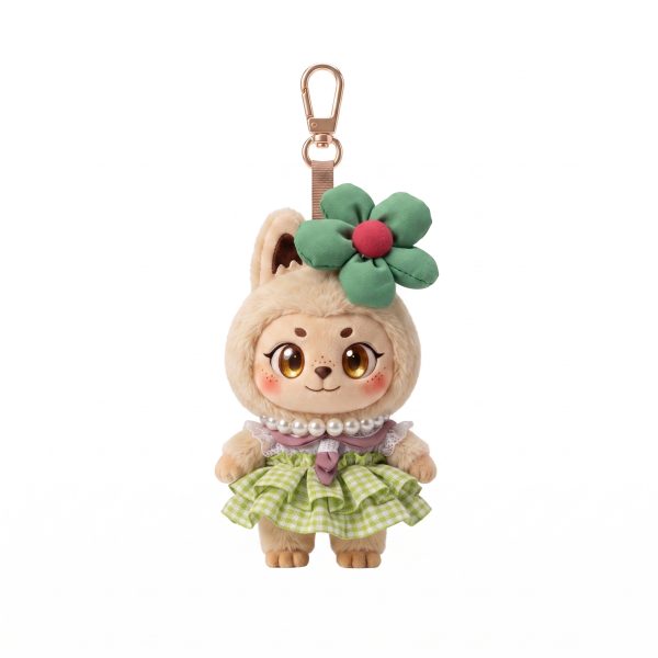 Green Gingham Pearl Set Fits Labubu 15cm Keychain Toy
