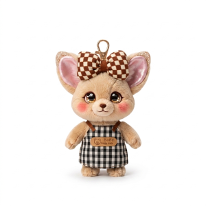 Gingham Overall Bow Set Fits Jellycat 15cm Keychain Toy