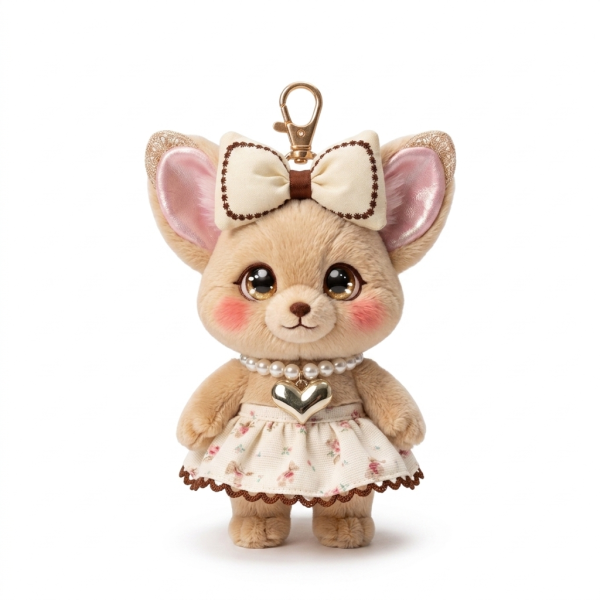Cream Floral Bow Dress Fits Jellycat 15cm Keychain Toy