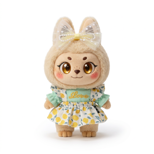 Lemon Print Frill Dress Fits Labubu 17cm Plush