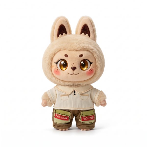 Cream Shirt and Fashion Shorts Fits Labubu 17cm Plush