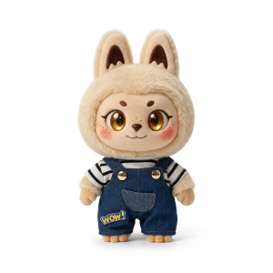Navy Denim Dungarees and Stripes Fits Labubu 17cm Plush