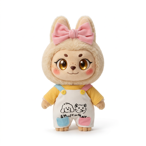 Puppy Print Dungaree Set Fits Labubu 17cm Plush