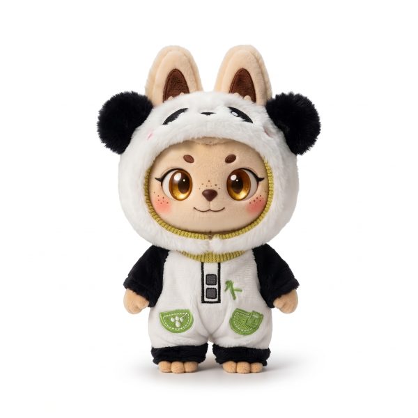 Panda Hood Zip Onesie Fits Labubu 17cm Plush