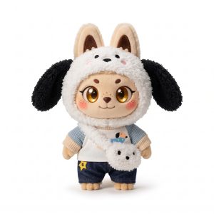 Black Ear Hood and Puppy Bag Fits Labubu 17cm Plush