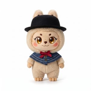 Bowler Hat and Denim Cape Fits Labubu 17cm Plush