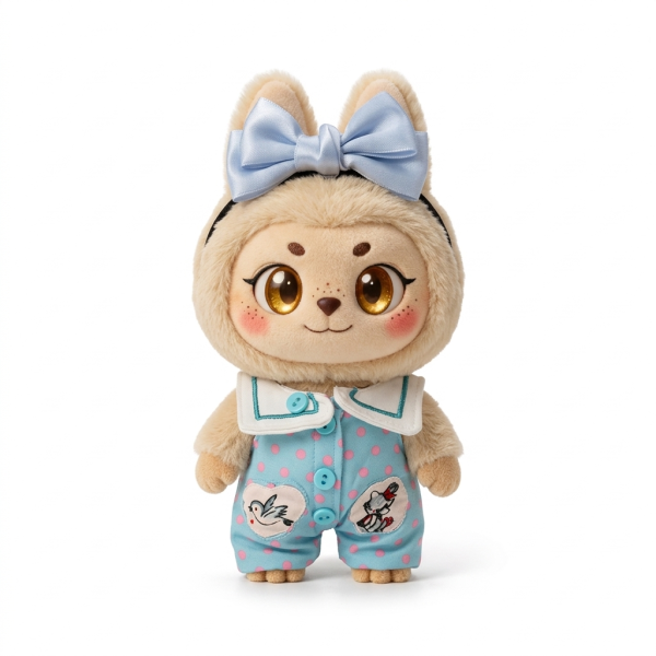 Blue Print Pyjama Set Fits Labubu 17cm Plush