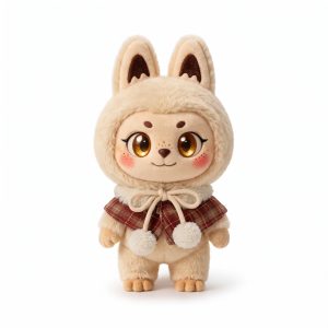 Tartan Scarf and Pom Cape Fits Labubu 17cm Plush