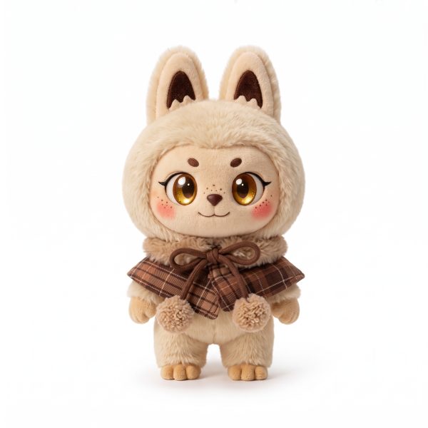 Brown Check Shawl Set Fits Labubu 17cm Plush