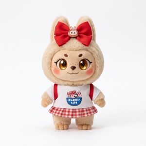 Red Bow and Gingham Skirt Fits Labubu 17cm Plush