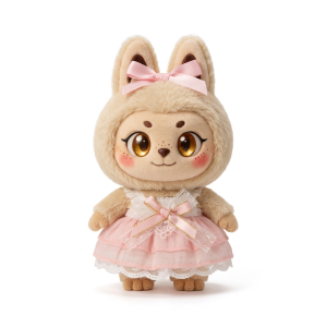 Pink Ribbon Tulle Dress Fits Labubu 17cm Plush
