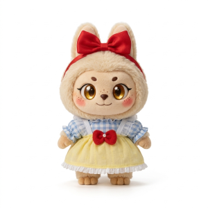 Yellow Gingham Bow Dress Fits Labubu 17cm Plush