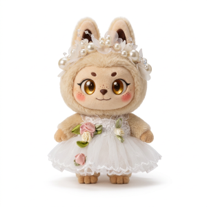 Pearl Crown Bridal Dress Fits Labubu 17cm Plush