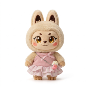Pink Check Skirt and Cup Bag Fits Labubu 17cm Plush